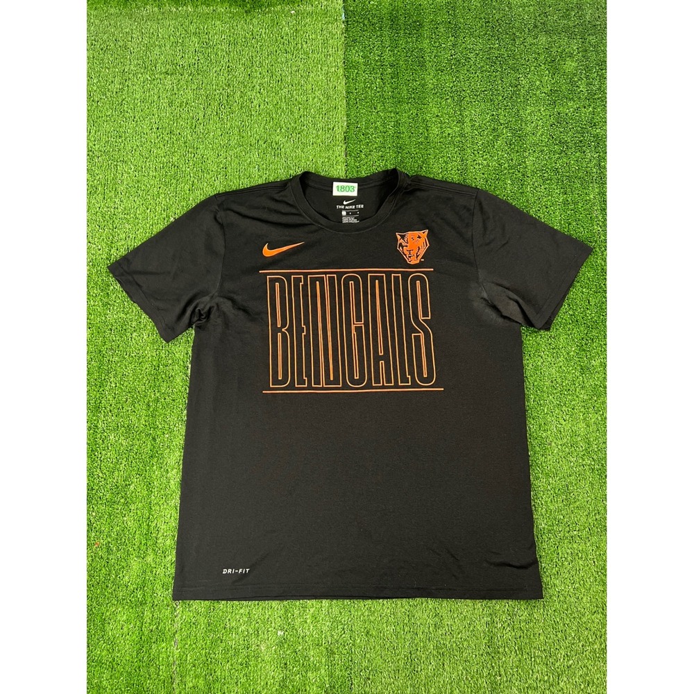 Nike Mens Cincinnati Bengals Dri-FIT T-Shirt Black Orange NFL Large Athletic Cut